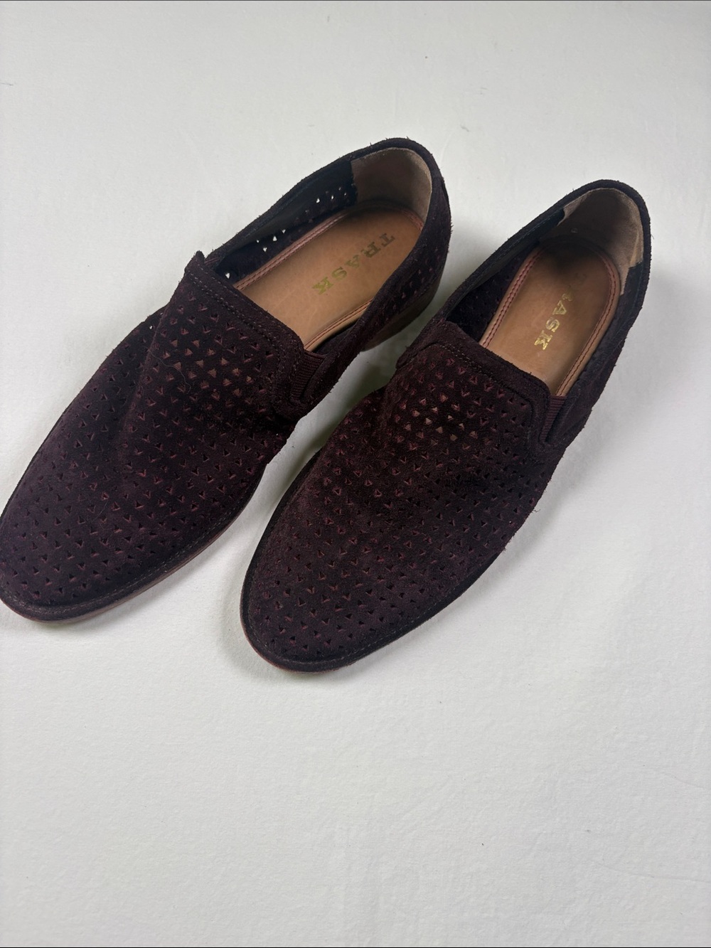 Trask Women’s Perforated Suede Slip-On Loafers - Burgundy